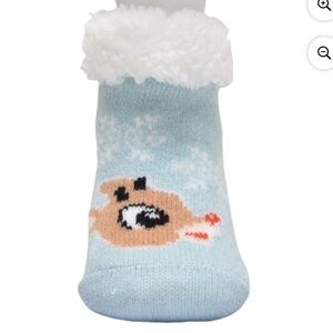 Blue Rudolph the Red Nosed Reindeer Fuzzy Socks